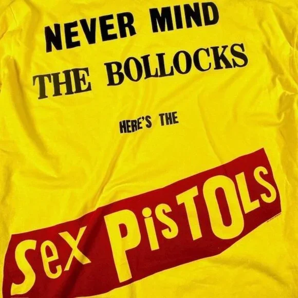 NWOT Sex Pistols Never Mind The Bullocks Here's The Sex Pistols Tee Shirt Yellow - Picture 2 of 3
